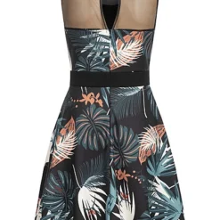 Cloud5ive Damen Kurzes Mesh Kleid Mit Tropical Print Schwarz -Vero Moda Verkaufsgeschäft 23066125 2