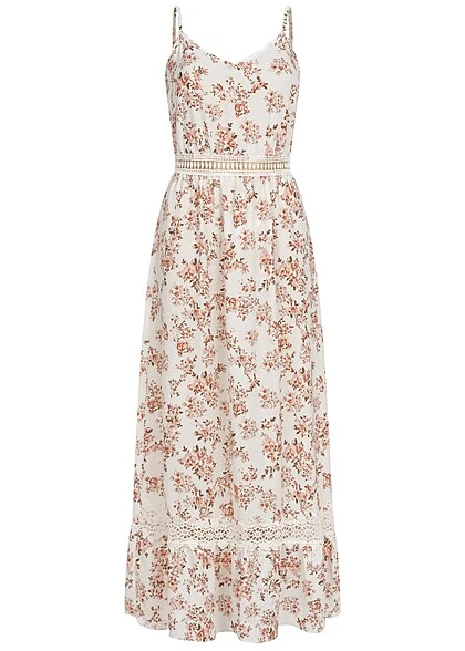 Cloud5ive Damen Träger-Kleid Mit Häkelbordüre Und Ditsy Print Weiss -Vero Moda Verkaufsgeschäft 23066144