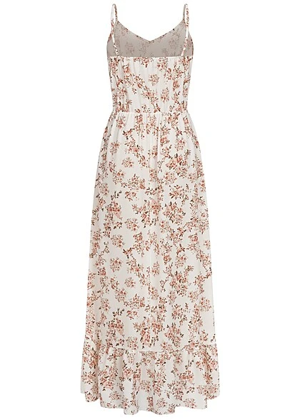 Cloud5ive Damen Träger-Kleid Mit Häkelbordüre Und Ditsy Print Weiss 5 Cloud5ive Damen Träger-Kleid Mit Häkelbordüre Und Ditsy Print Weiss – Bild 3