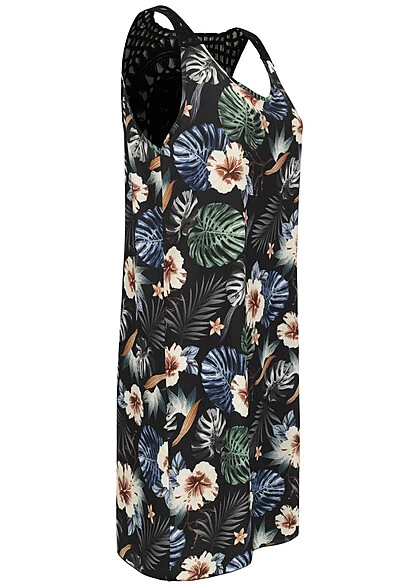 Cloud5ive Damen A-Linie Kleid Mit Häkeleinsatz Hinten AOP Tropical Schwarz 4 Cloud5ive Damen A-Linie Kleid Mit Häkeleinsatz Hinten AOP Tropical Schwarz – Bild 2