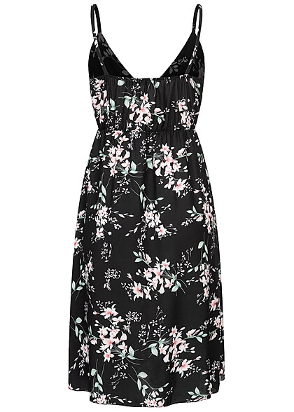 Cloud5ive Damen Träger Kleid Mit Seitlich. Schlitz Und Blumen Print Schwarz 5 Cloud5ive Damen Träger Kleid Mit Seitlich. Schlitz Und Blumen Print Schwarz – Bild 3