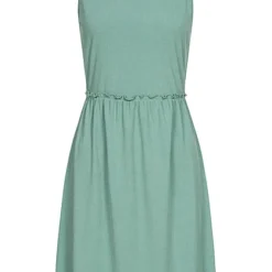 Cloud5ive Damen Ripped Tank Top Kleid Mit Rüschensaum Grün