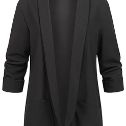 Victoria & Violet Damen Cardigan Mit 2-Pockets Und Umschlagärmeln Schwarz