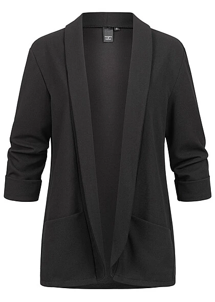 Victoria & Violet Damen Cardigan Mit 2-Pockets Und Umschlagärmeln Schwarz 3 Victoria & Violet Damen Cardigan Mit 2-Pockets Und Umschlagärmeln Schwarz