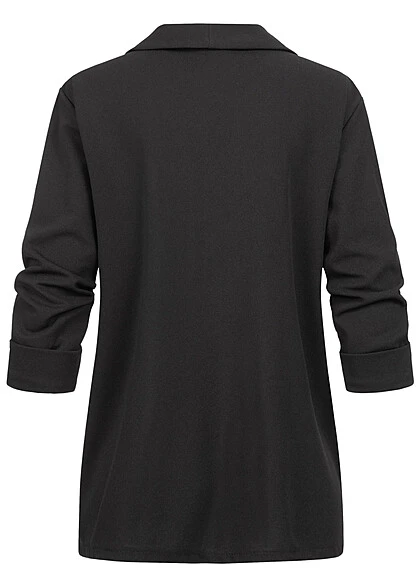 Victoria & Violet Damen Cardigan Mit 2-Pockets Und Umschlagärmeln Schwarz 5 Victoria & Violet Damen Cardigan Mit 2-Pockets Und Umschlagärmeln Schwarz – Bild 3